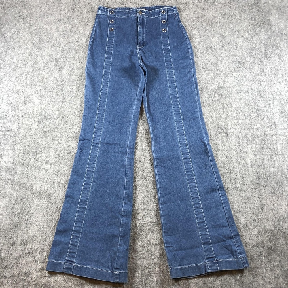 Fashion Nova Womens 27‎ Blue High Rise Wide Leg Sailor Jeans Medium Wash